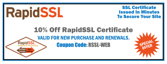 10% Off RapidSSL Certificates - Coupon Code is Valid till 5/31/2024 - PROMO CODE: 
RSSL-WEB